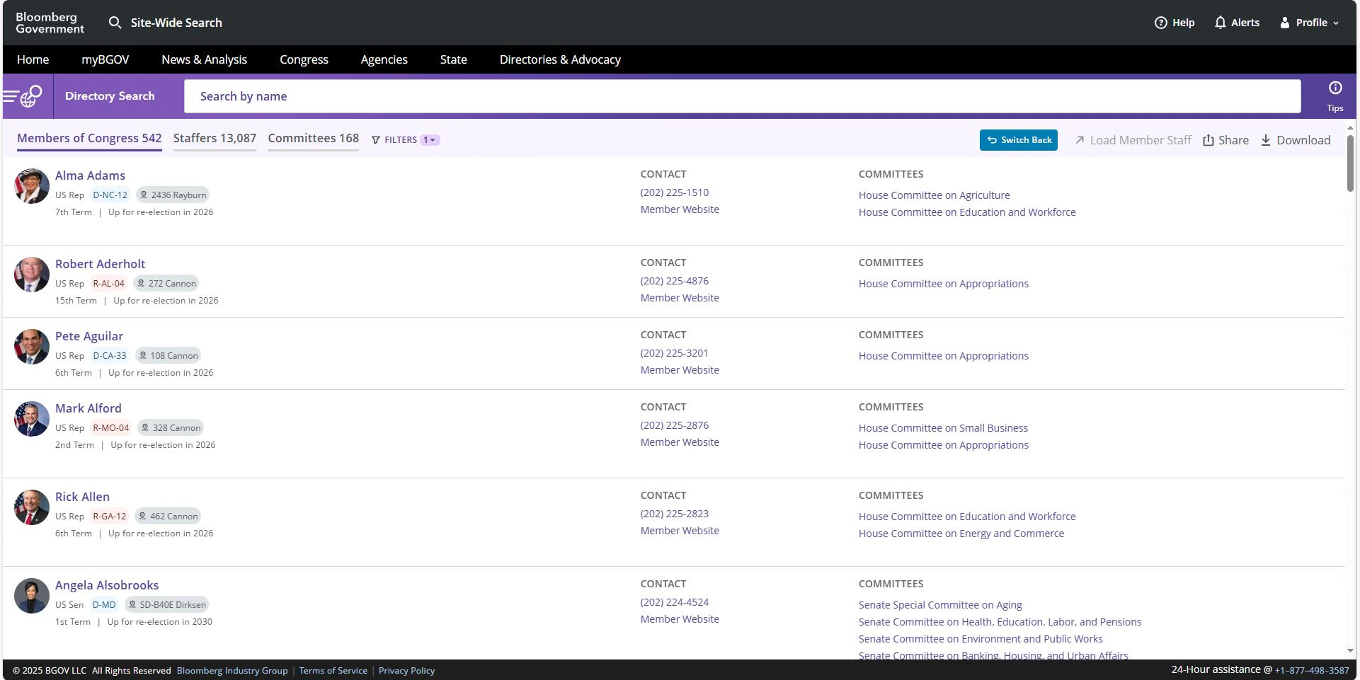 screenshot of Bloomberg Government